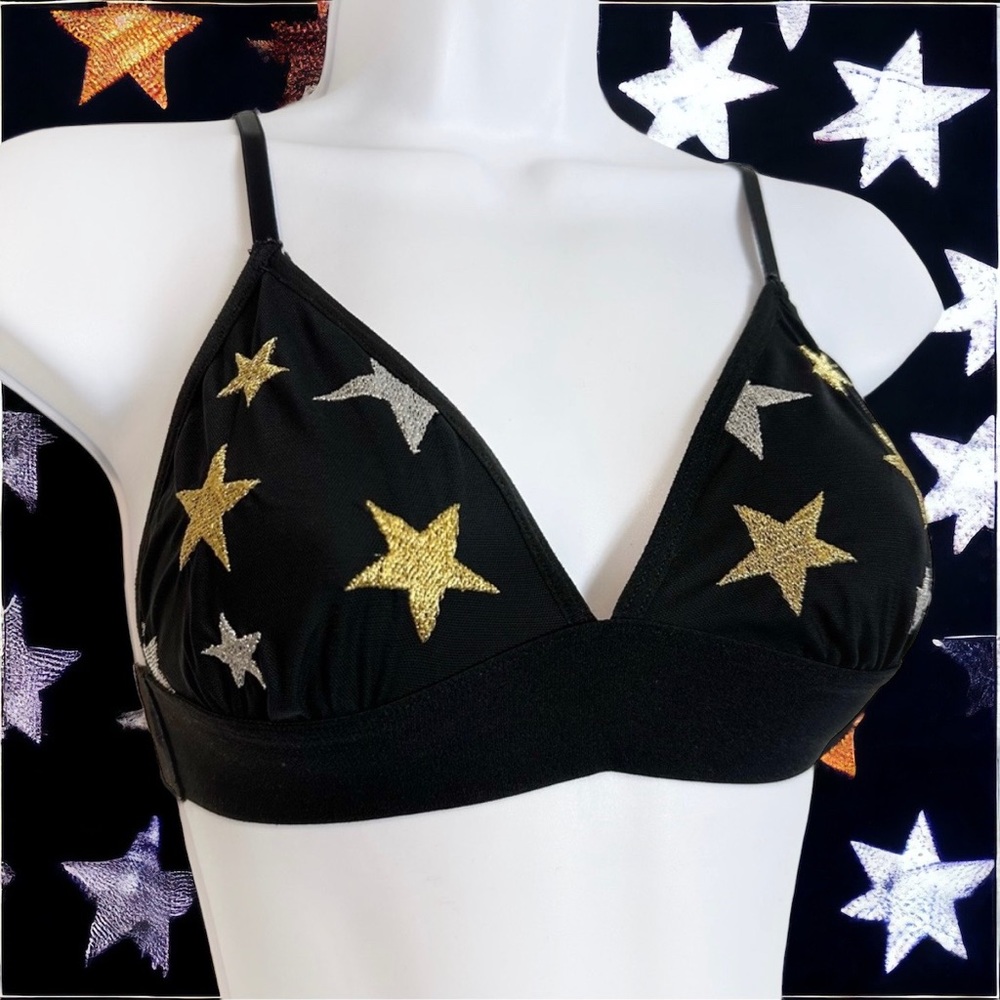 Victoria’s Secret PINK Metallic Embroidered Stars Bralette Bra